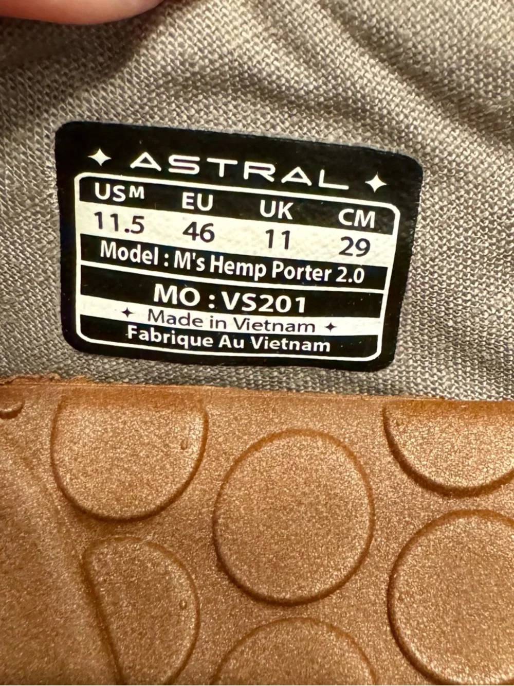 Astral Men's Hemp Porter 2.0 Boat/Water Shoe in Granite Gray Size 11.5